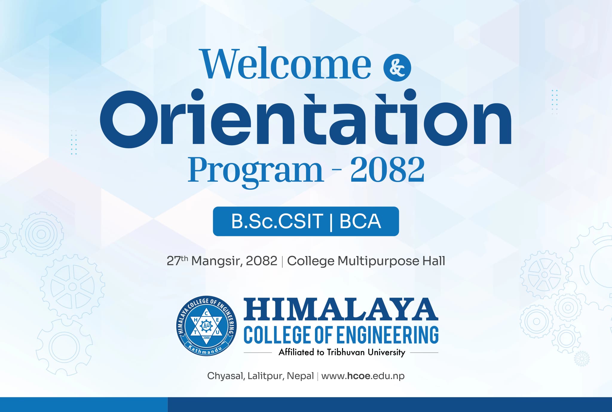 Welcome & Orientation Program – 2082 Batch (B.Sc. CSIT | BCA) — Part 1 of 2
